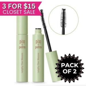 Pixi by Petra Black Lengthening Length Fiber Mascara Length 2 PACK FULL SIZE